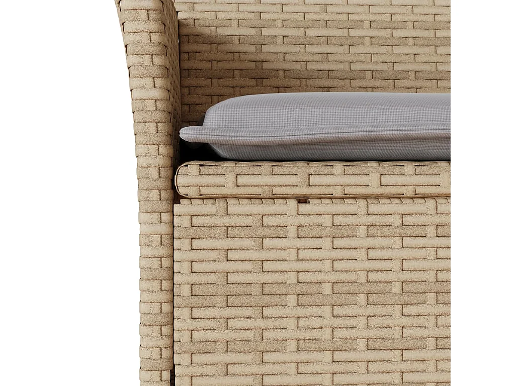 Ensemble à manger de jardin et coussins 9 pcs beige rotin verre