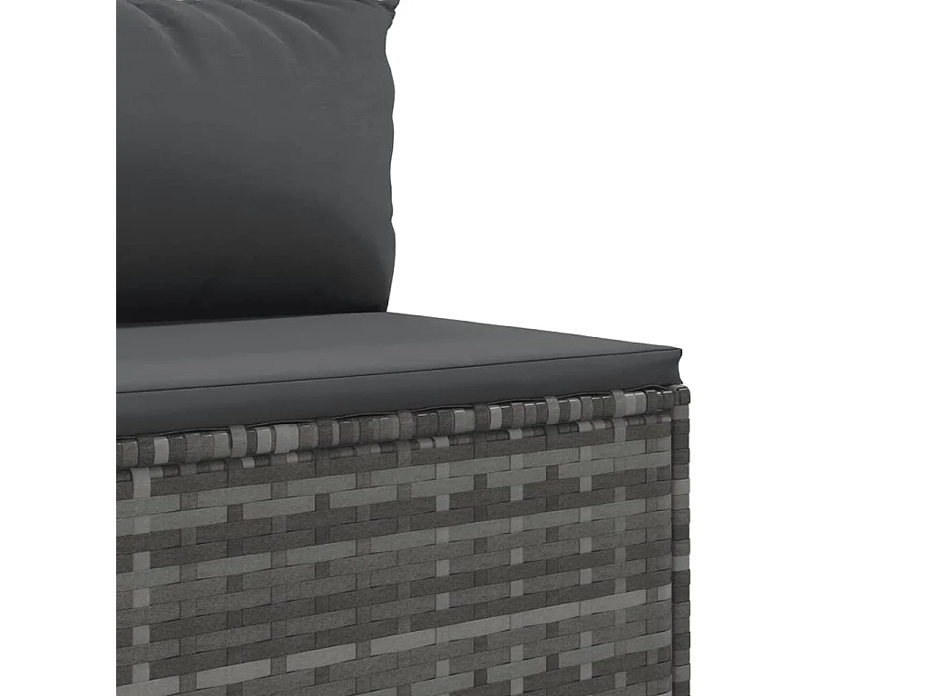 Salon de jardin 9 pcs avec coussins Gris Résine tressée