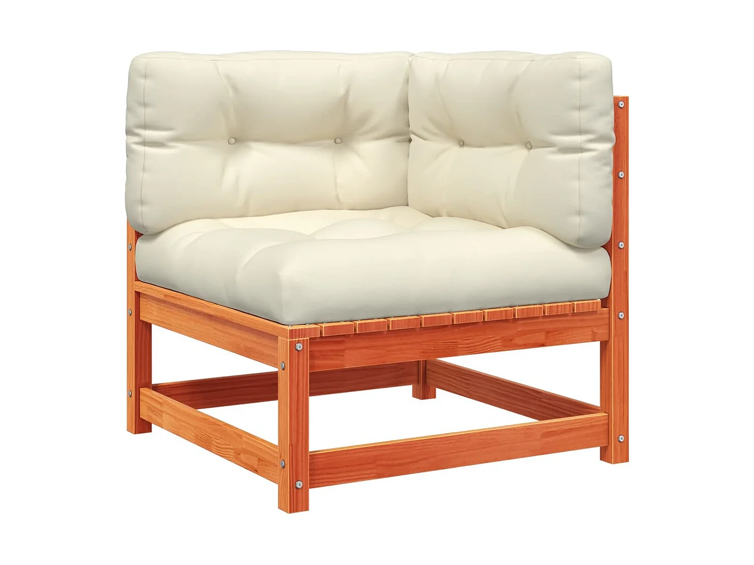 Salon de jardin 6 pcs avec coussins cire marron bois pin massif