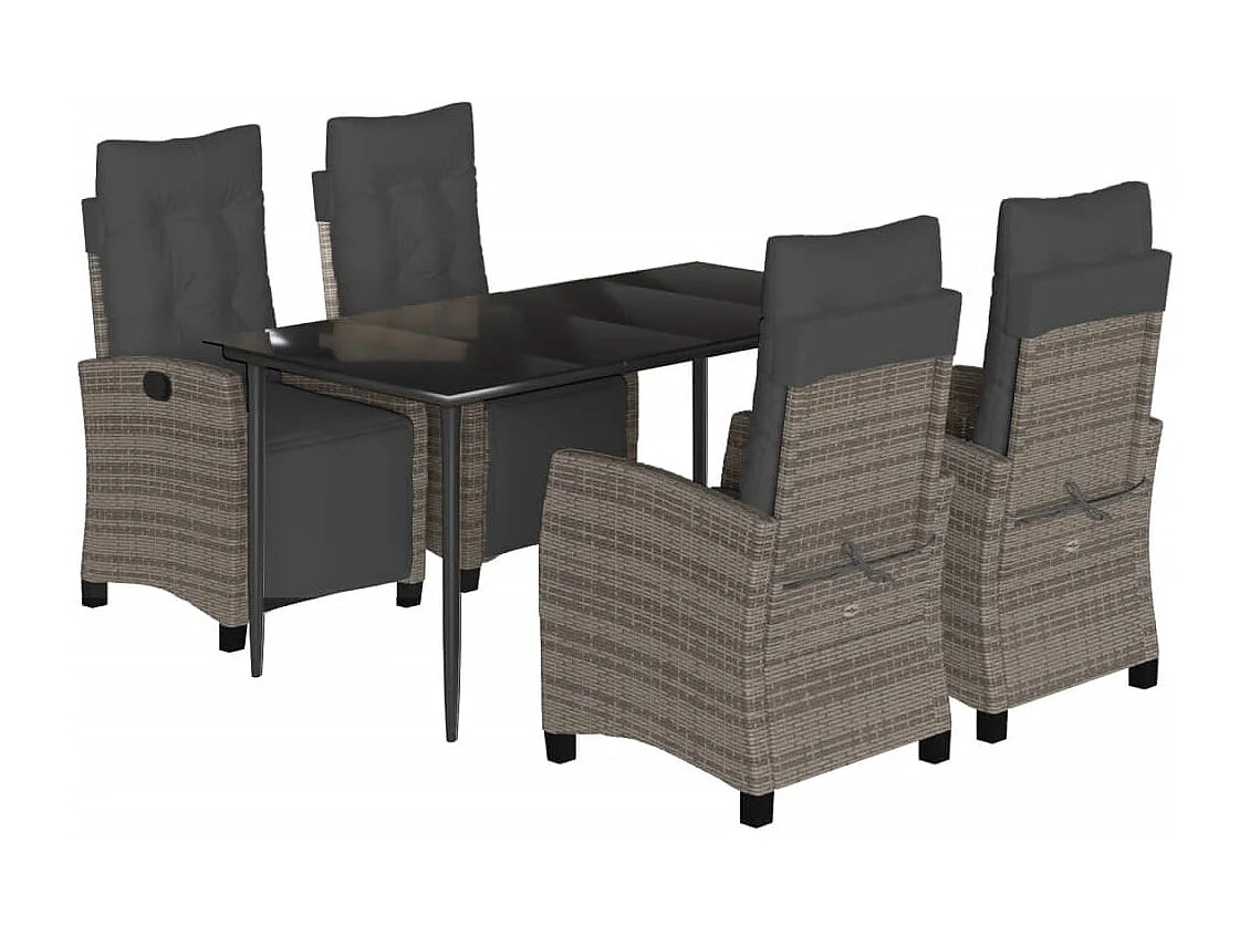 5-delige Tuinset met kussens poly rattan grijs