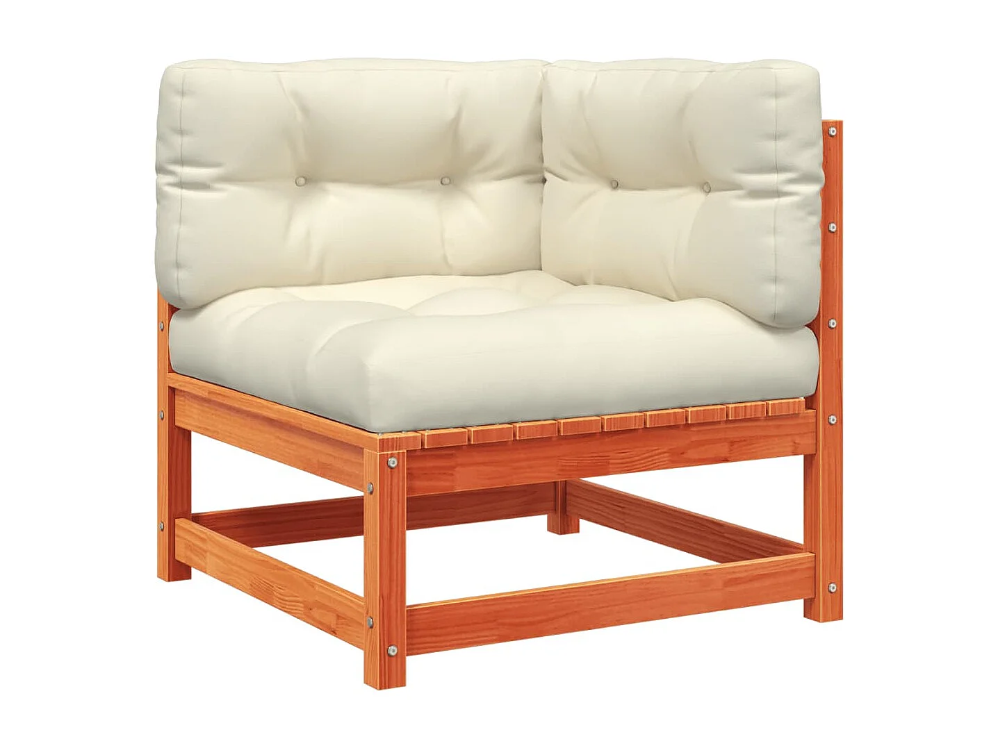 Set Divani Giardino 5pz con Cuscini Marrone Cera Massello Pino