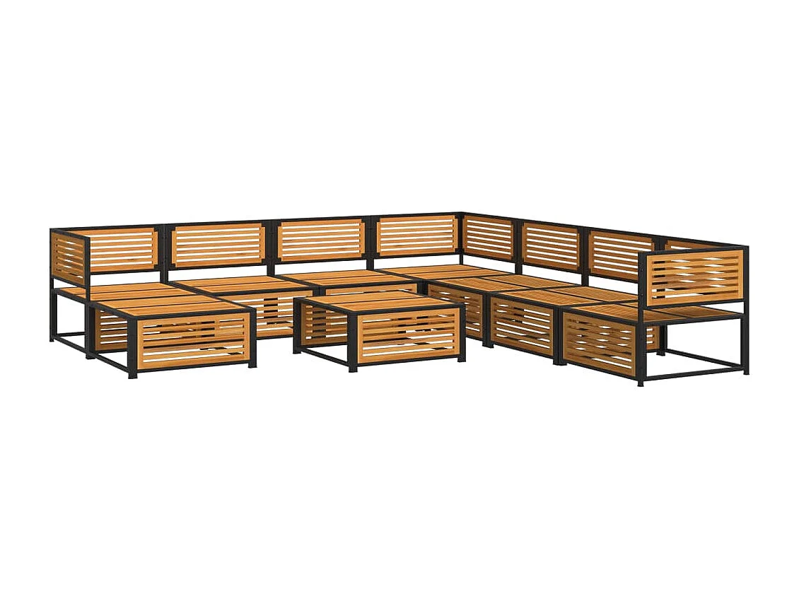 Set Divano Giardino 9 pz con Cuscini Legno Massello di Acacia