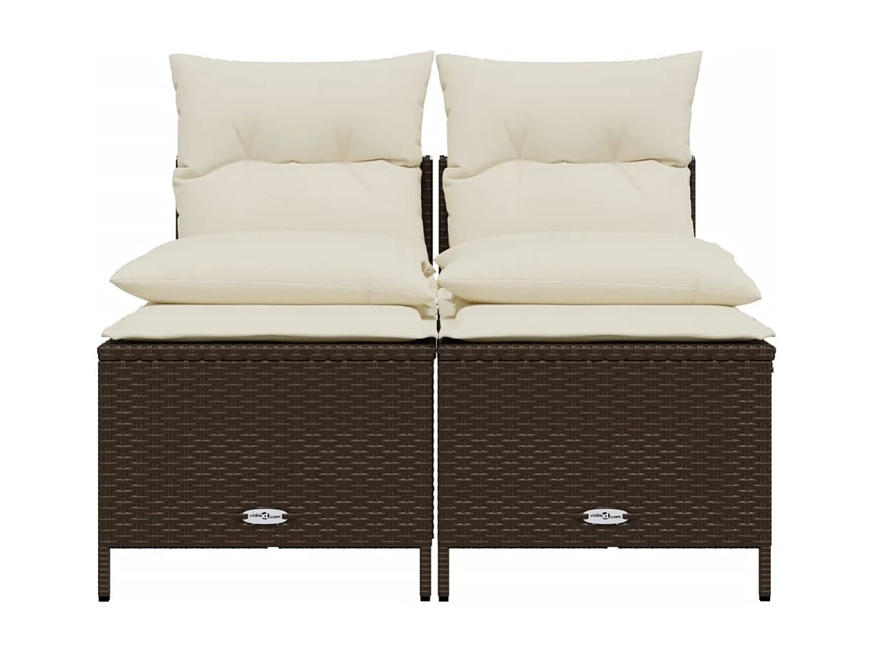 Salon de jardin 4 pcs avec coussins marron résine tressée