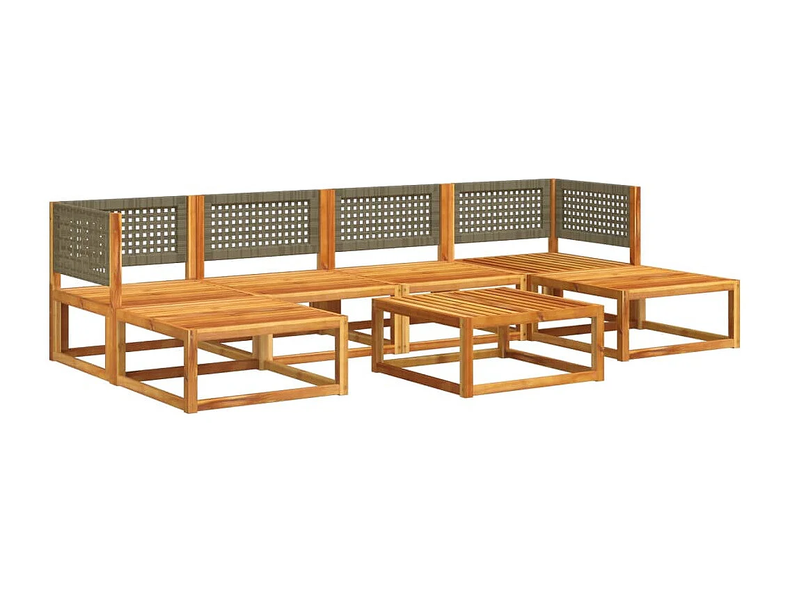 Set Divano da Giardino 7 pz con Cuscini Legno Massello Acacia