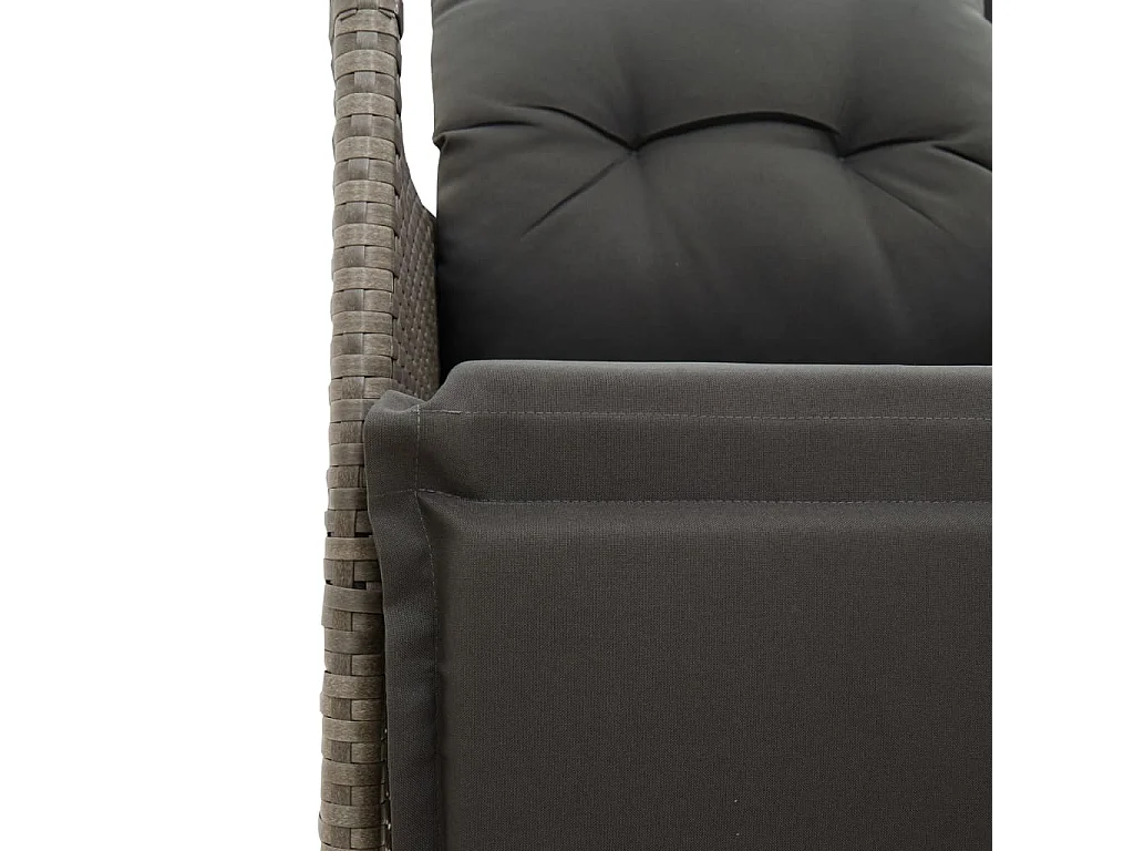 3-tlg. Bistro-Set mit Kissen Grau Poly Rattan