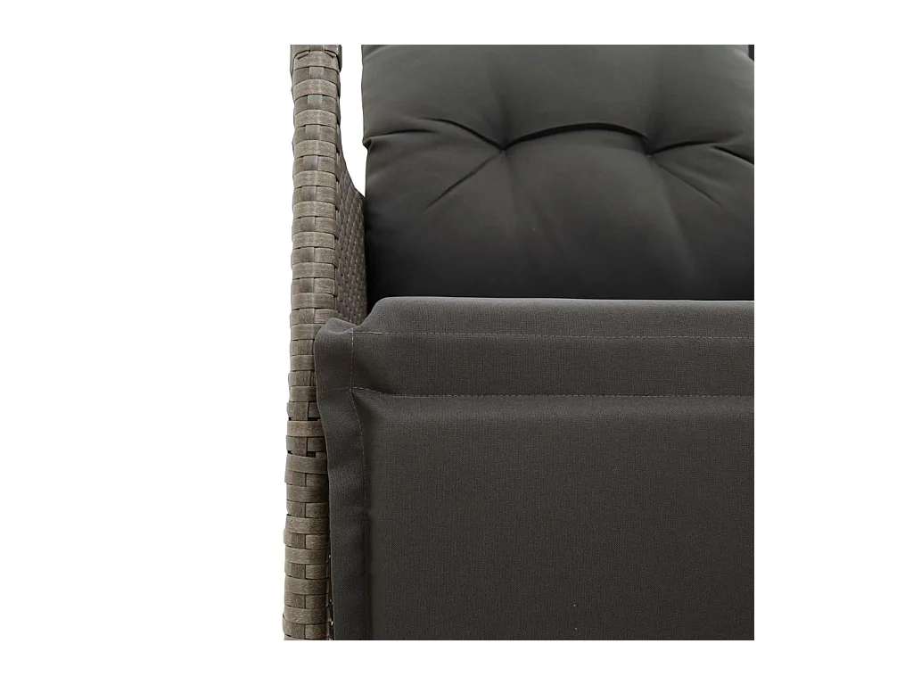 Ensemble de bistro 3 pcs avec coussins gris résine tressée