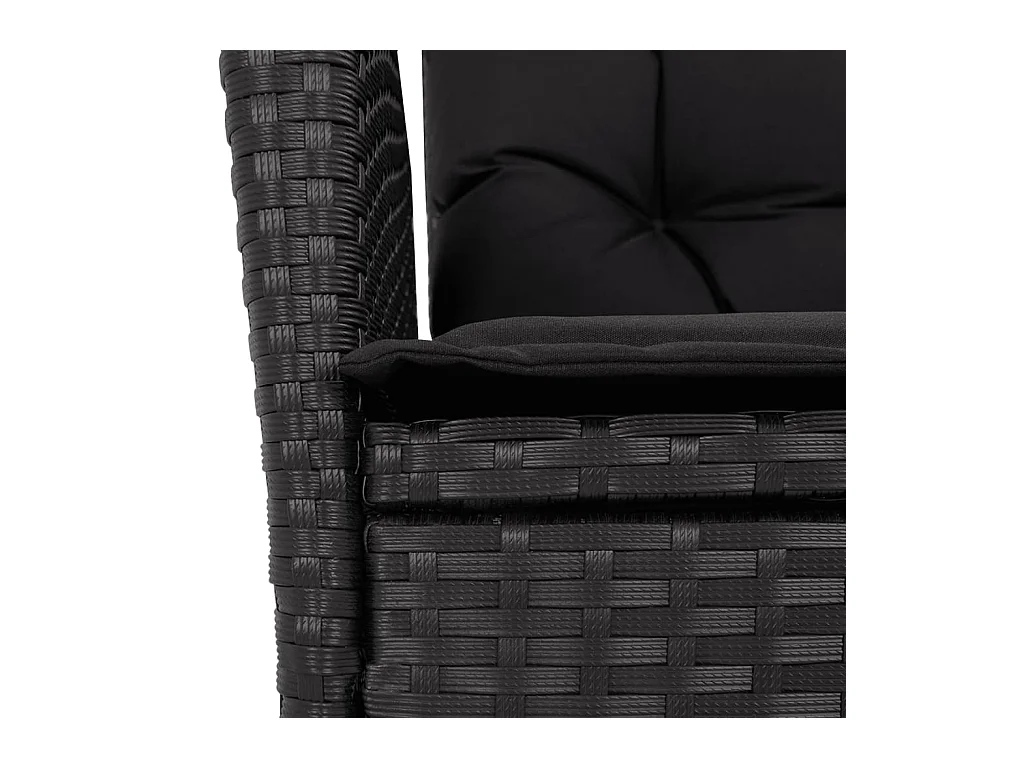7-tlg. Garten-Essgruppe mit Kissen Schwarz Poly Rattan