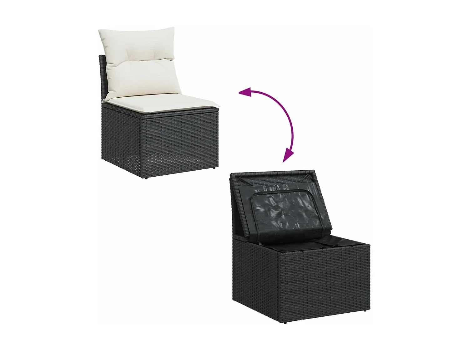 Set Divani da Giardino 9 pz con Cuscini Nero in Polyrattan