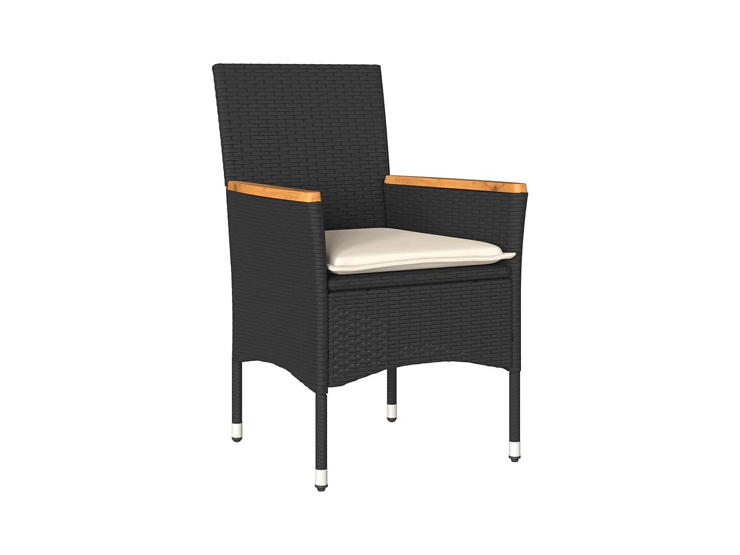 Ensemble à manger de jardin et coussins 5 pcs noir rotin acacia