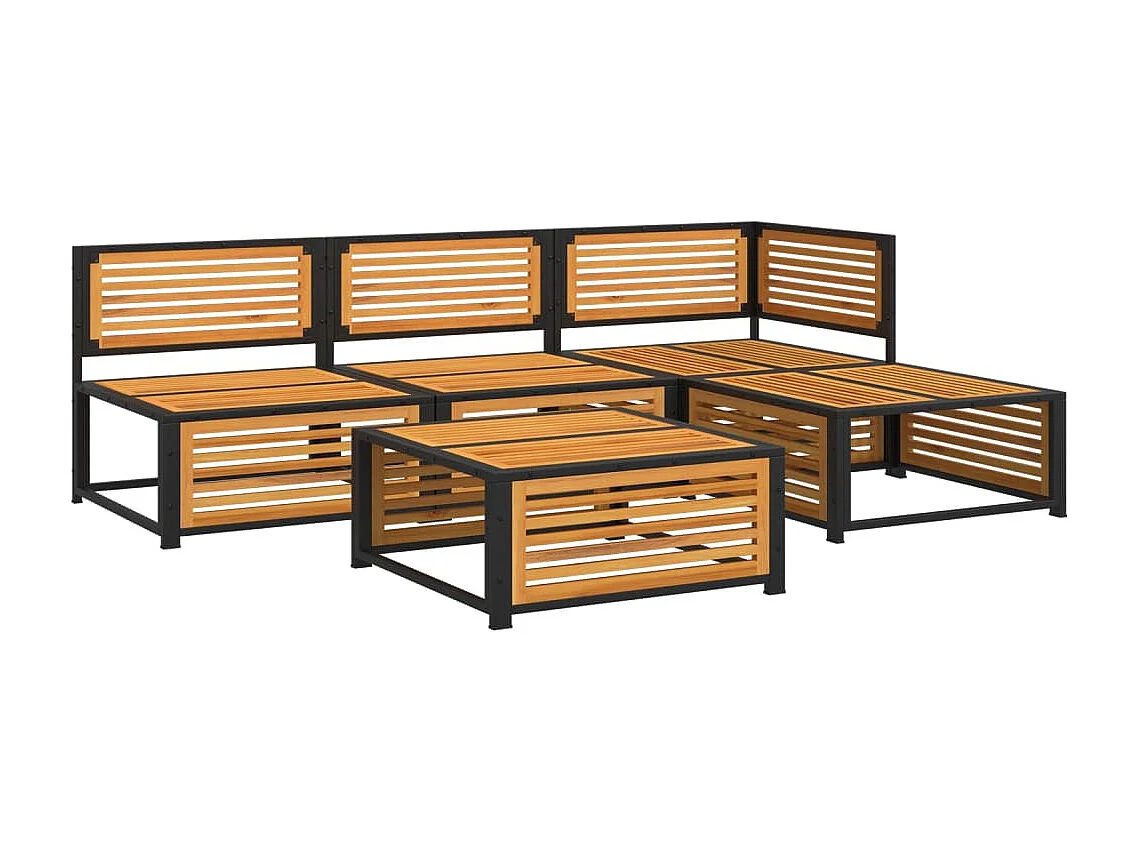 Salon de jardin avec coussins 5 pcs Bois d'acacia solide