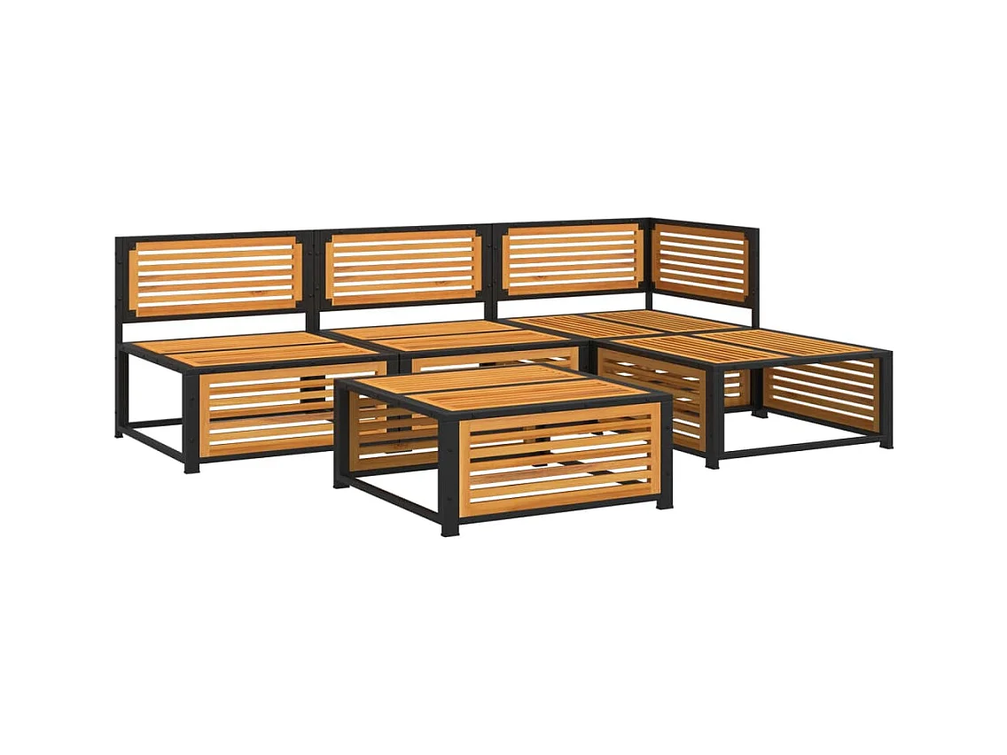 Salon de jardin avec coussins 5 pcs Bois d'acacia solide