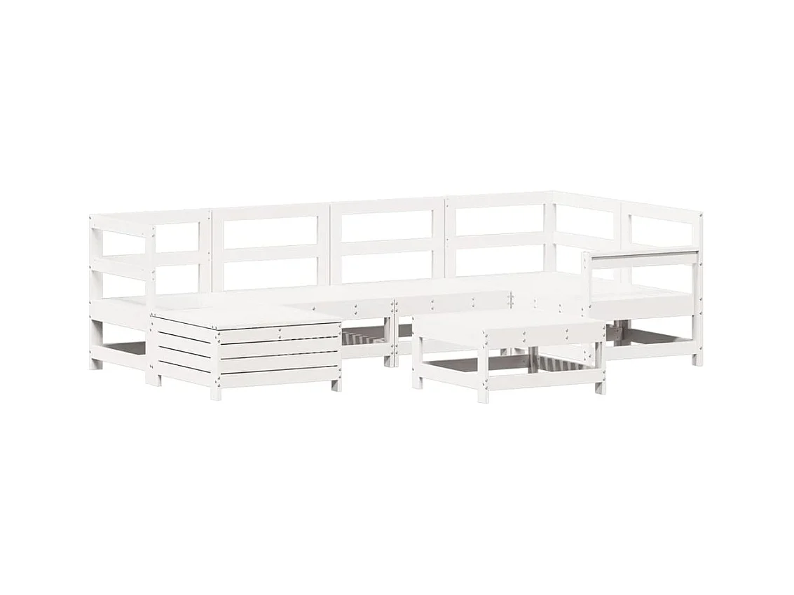 7-delige Loungeset massief grenenhout wit