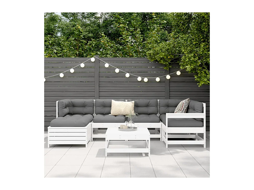 7-delige Loungeset massief grenenhout wit