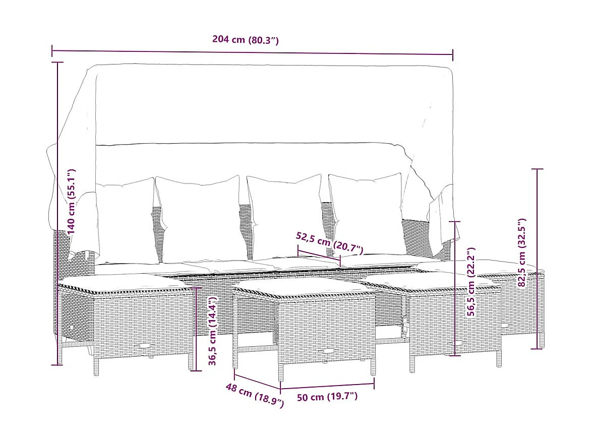 Set Divano da Giardino 5 pz con Cuscini Grigio in Polyrattan