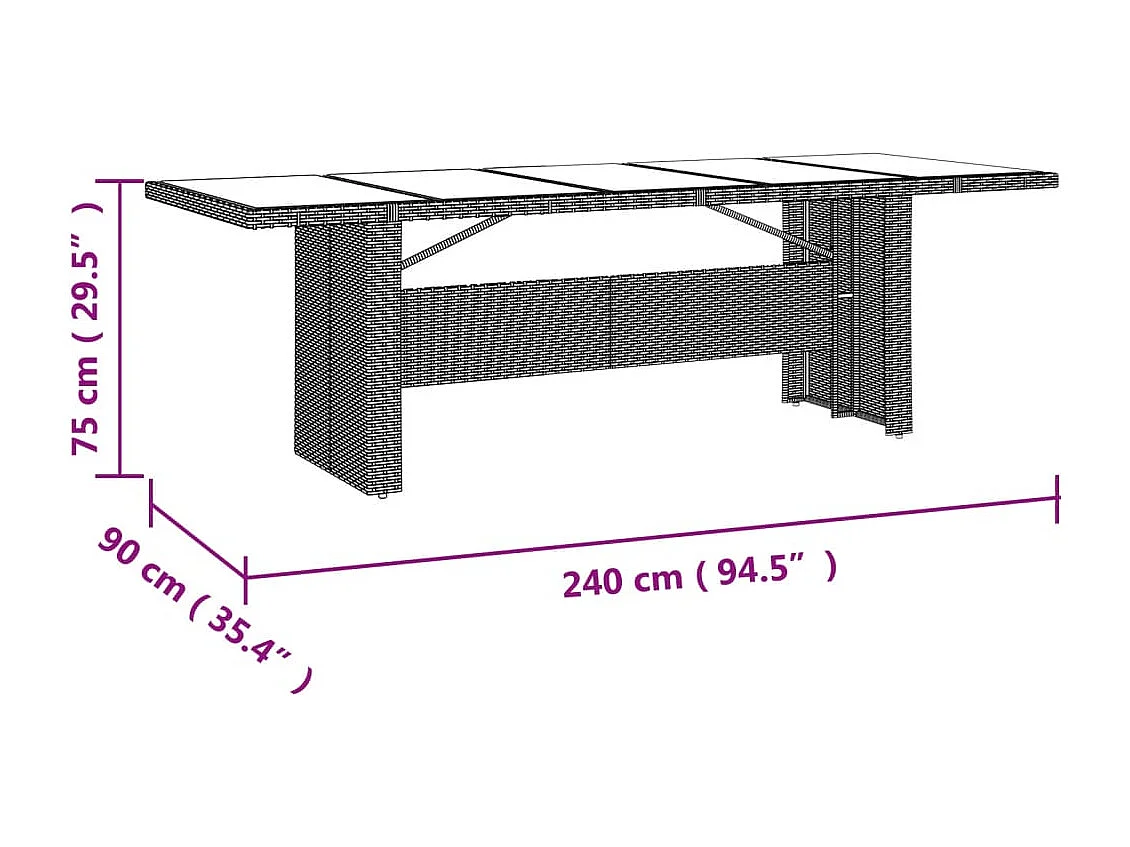 9 pcs conjunto de bistrô para jardim c/ almofadões vime PE bege