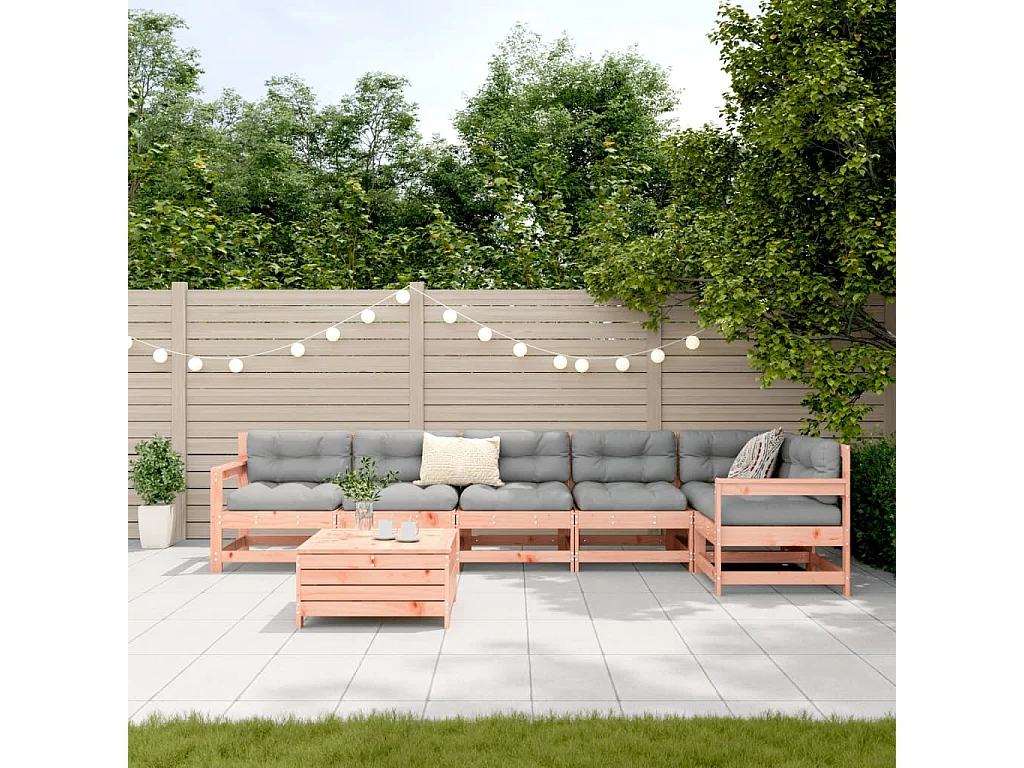 Salon de jardin 7 pcs bois massif sapin de douglas