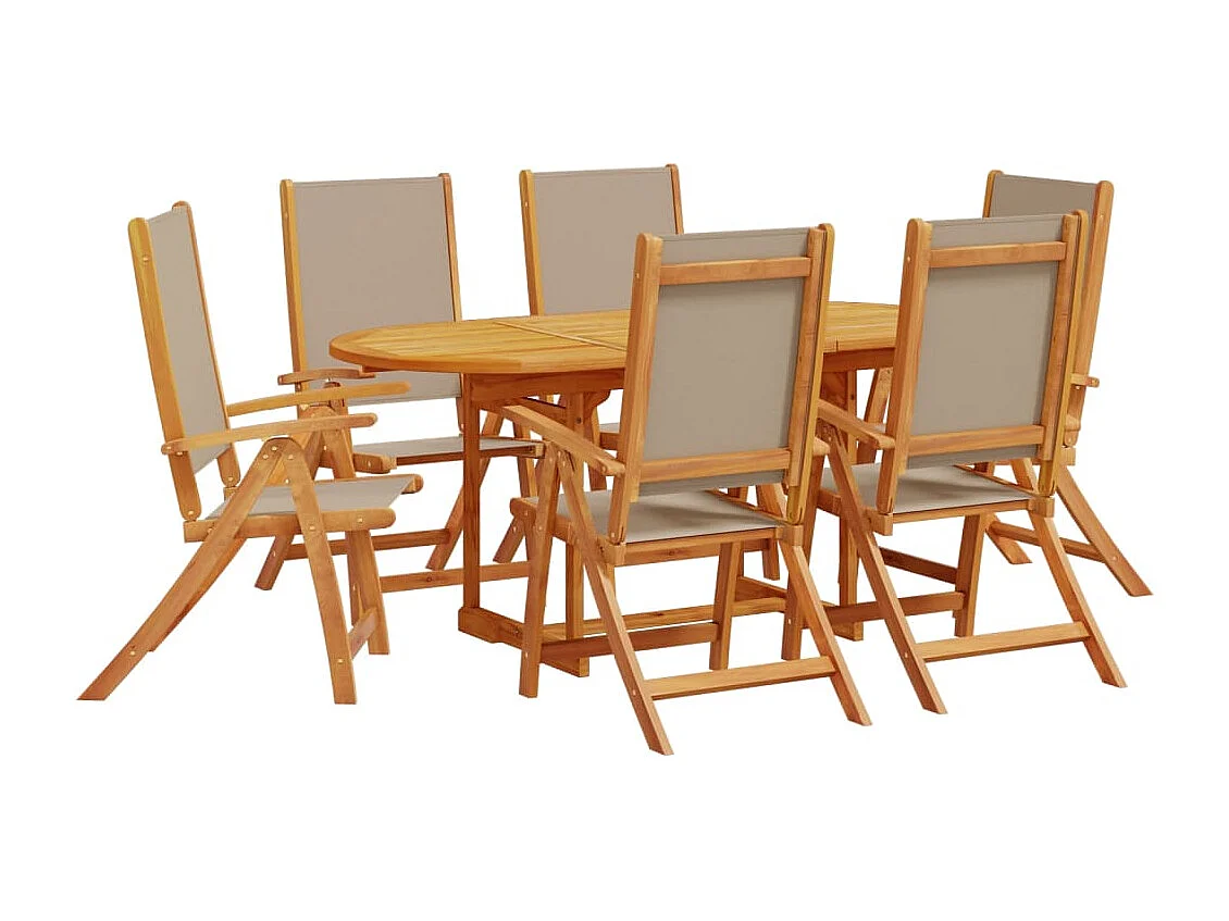 Ensemble à Manger de jardin 7pcs bois d'acacia solide textilène