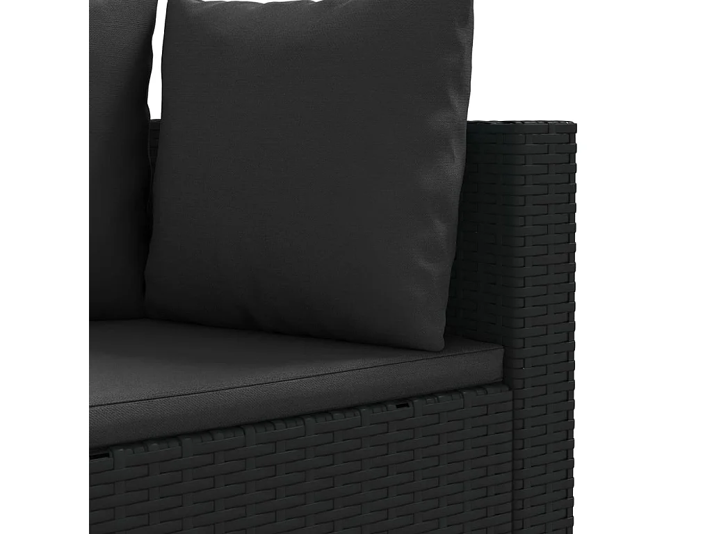 Salon de jardin 6 pcs avec coussins noir résine tressée