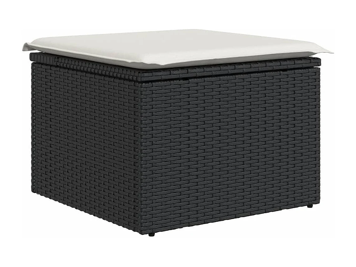 7-tlg. Garten-Sofagarnitur mit Kissen Schwarz Poly Rattan