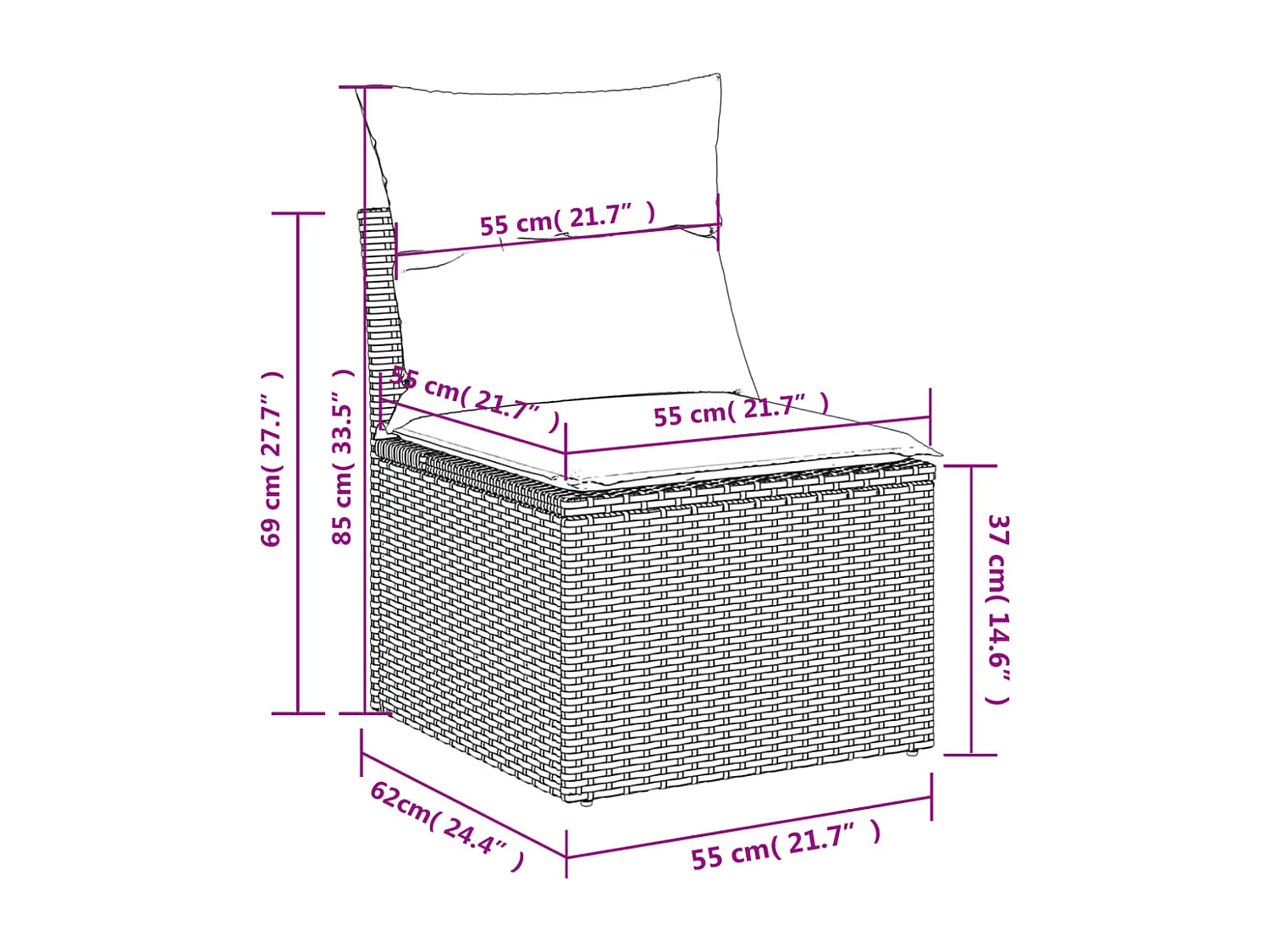7-tlg. Garten-Sofagarnitur mit Kissen Schwarz Poly Rattan