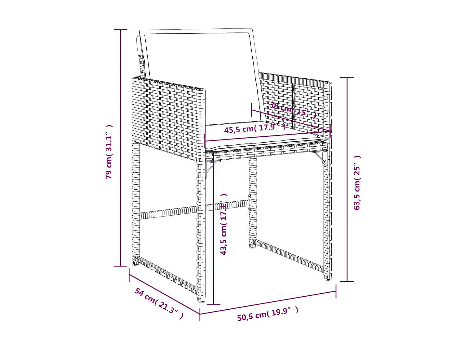 Set da Pranzo da Giardino 13pz con Cuscini Grigio in Polyrattan