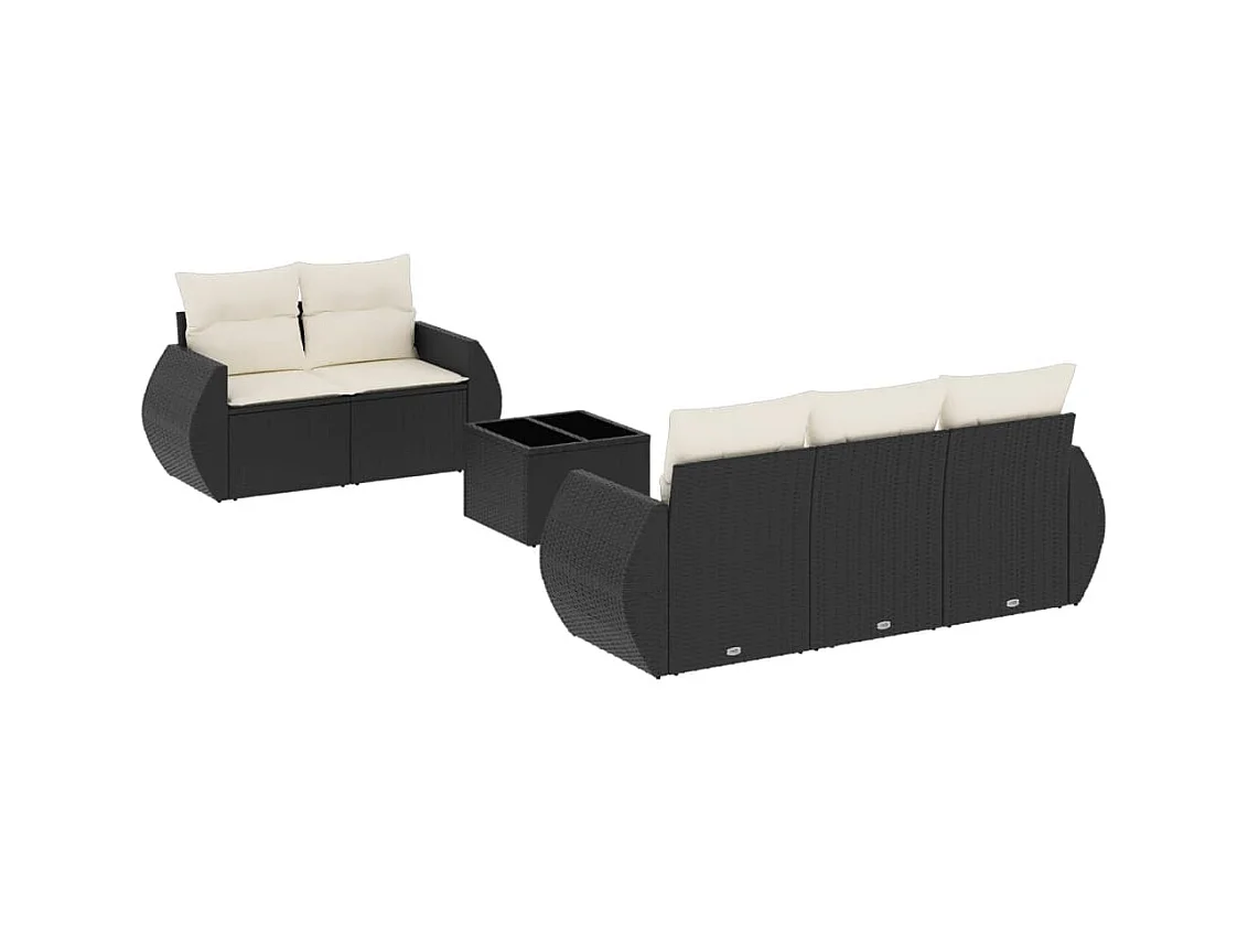 Set Divano da Giardino 6 pz con Cuscini Nero in Polyrattan