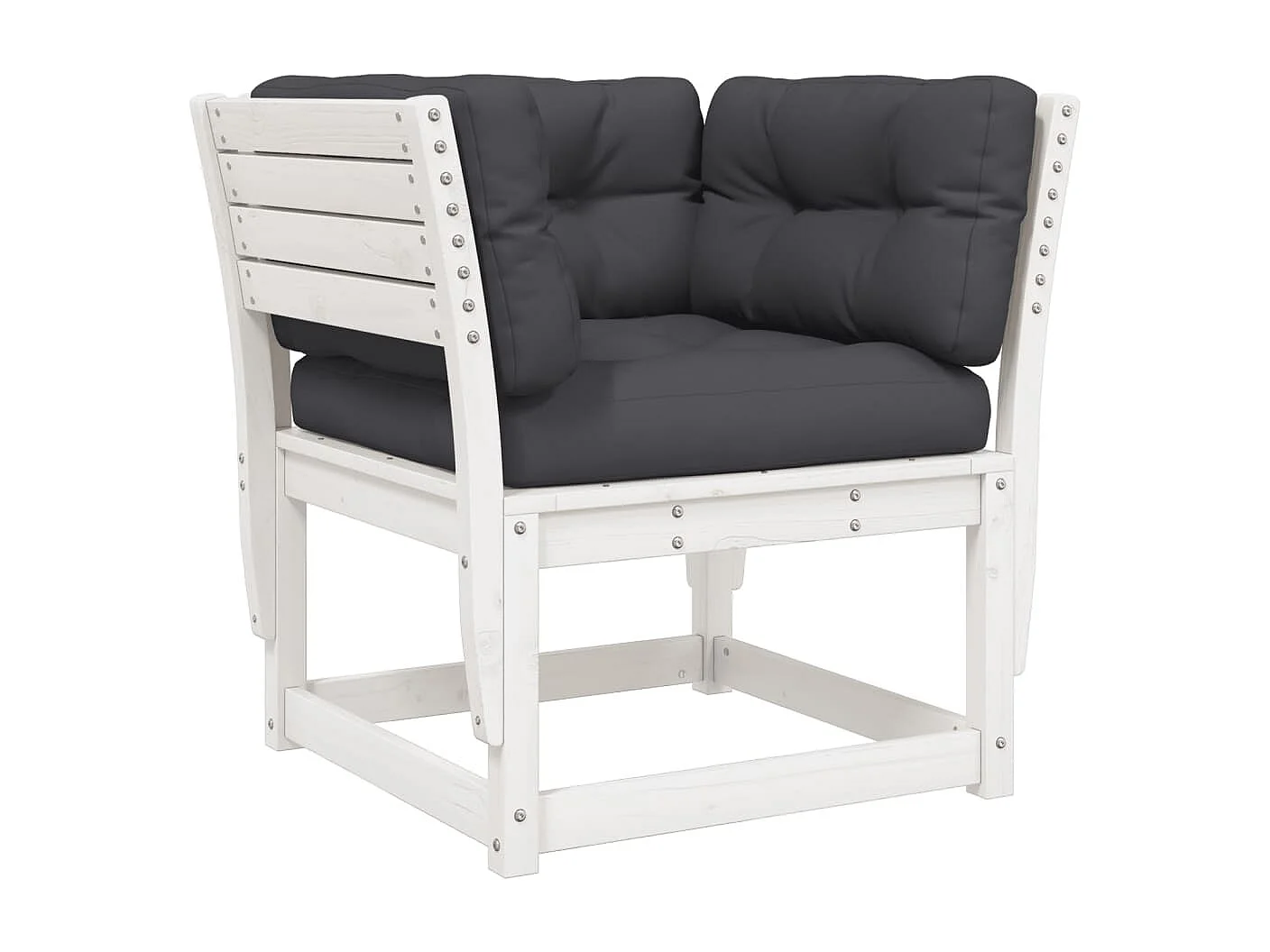 Set Divani Giardino 5pz con Cuscini Bianco Legno Massello Pino