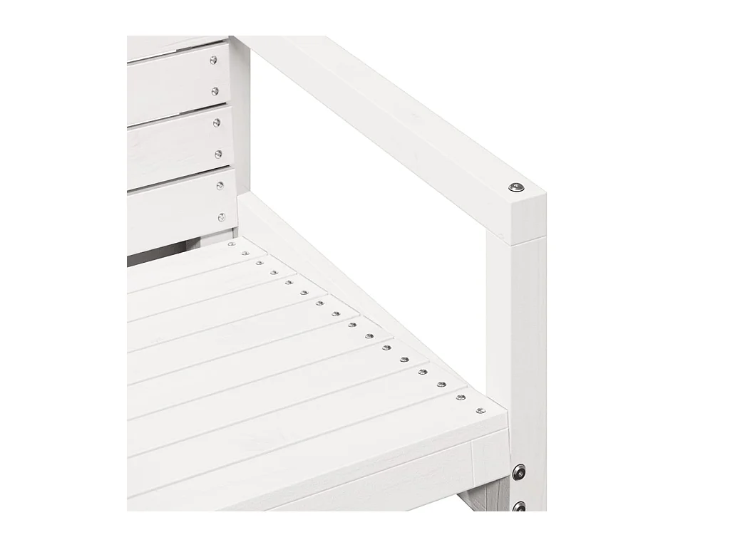 Salon de jardin 3 pcs blanc bois massif de pin