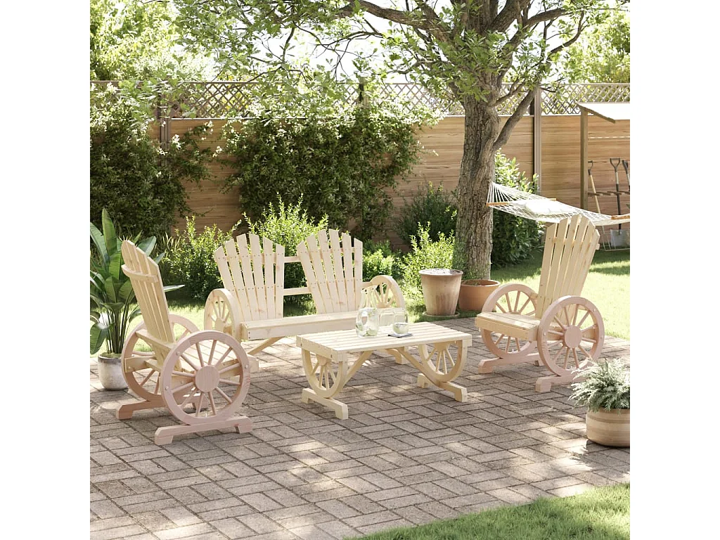 Salon de jardin 4 pcs bois de sapin massif
