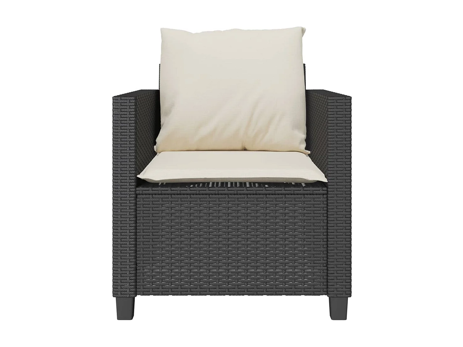 3 pcs conjunto de bistrô com almofadões vime PE preto