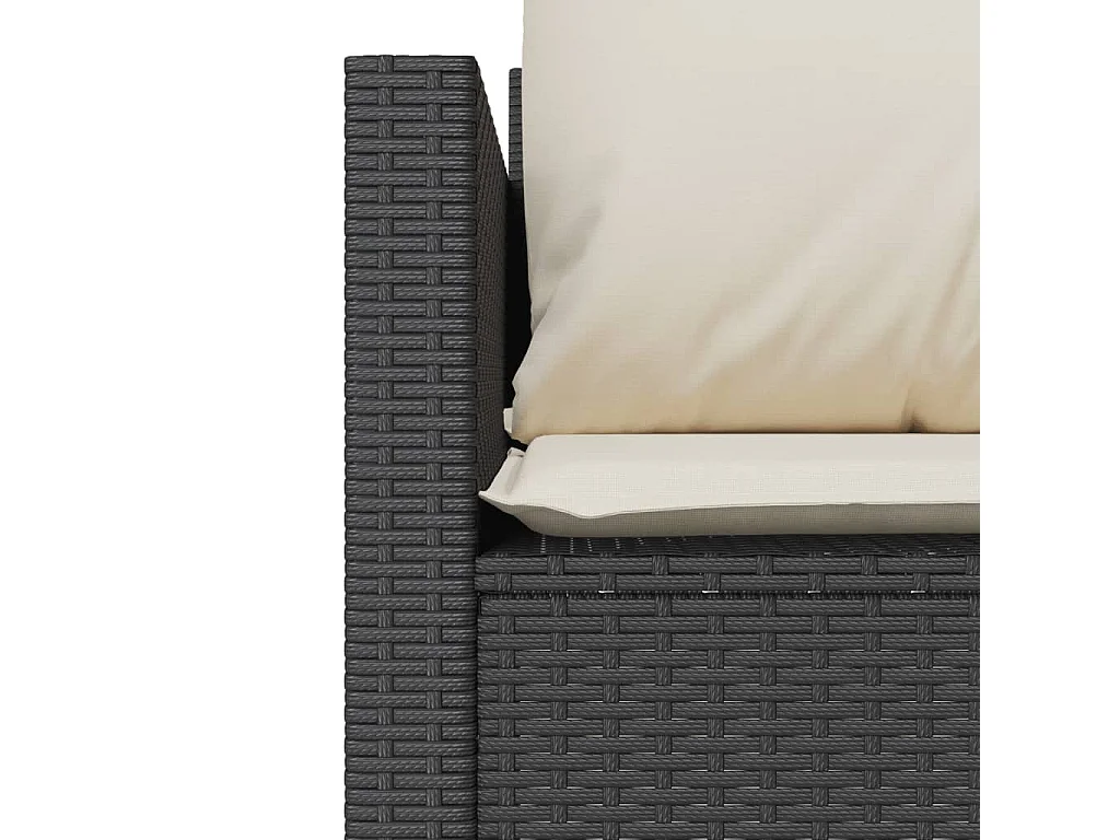 3 pcs conjunto de bistrô com almofadões vime PE preto