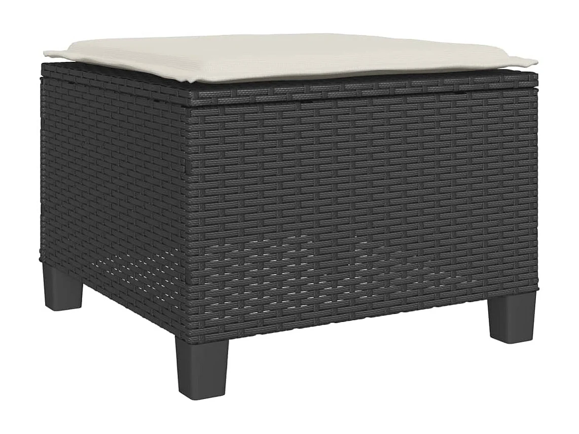 3 pcs conjunto de bistrô com almofadões vime PE preto