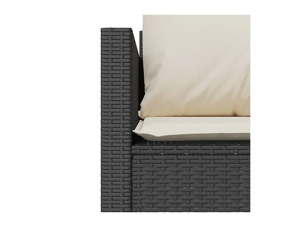 3-delige Bistroset met kussens poly rattan zwart