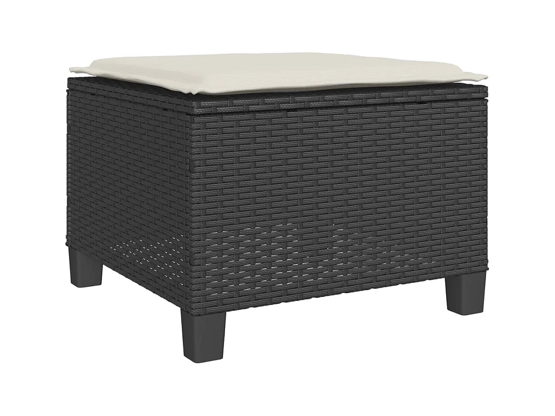 3-delige Bistroset met kussens poly rattan zwart