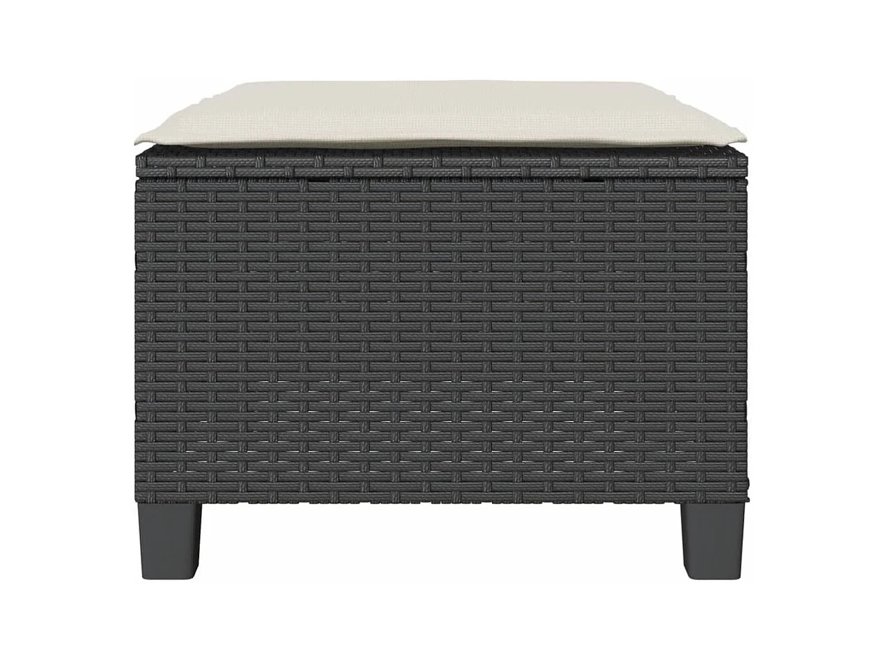 3-delige Bistroset met kussens poly rattan zwart