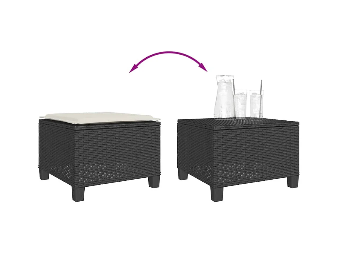 3-delige Bistroset met kussens poly rattan zwart