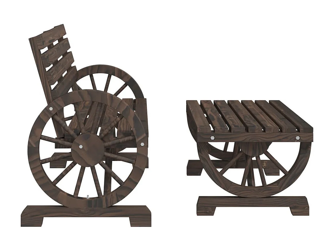 Set Salotto da Giardino 2 pz in Legno Massello di Abete