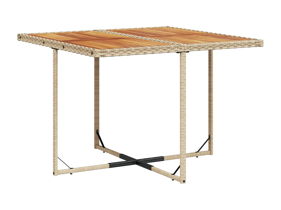 Ensemble à manger de jardin et coussins 9 pcs beige Poly rotin