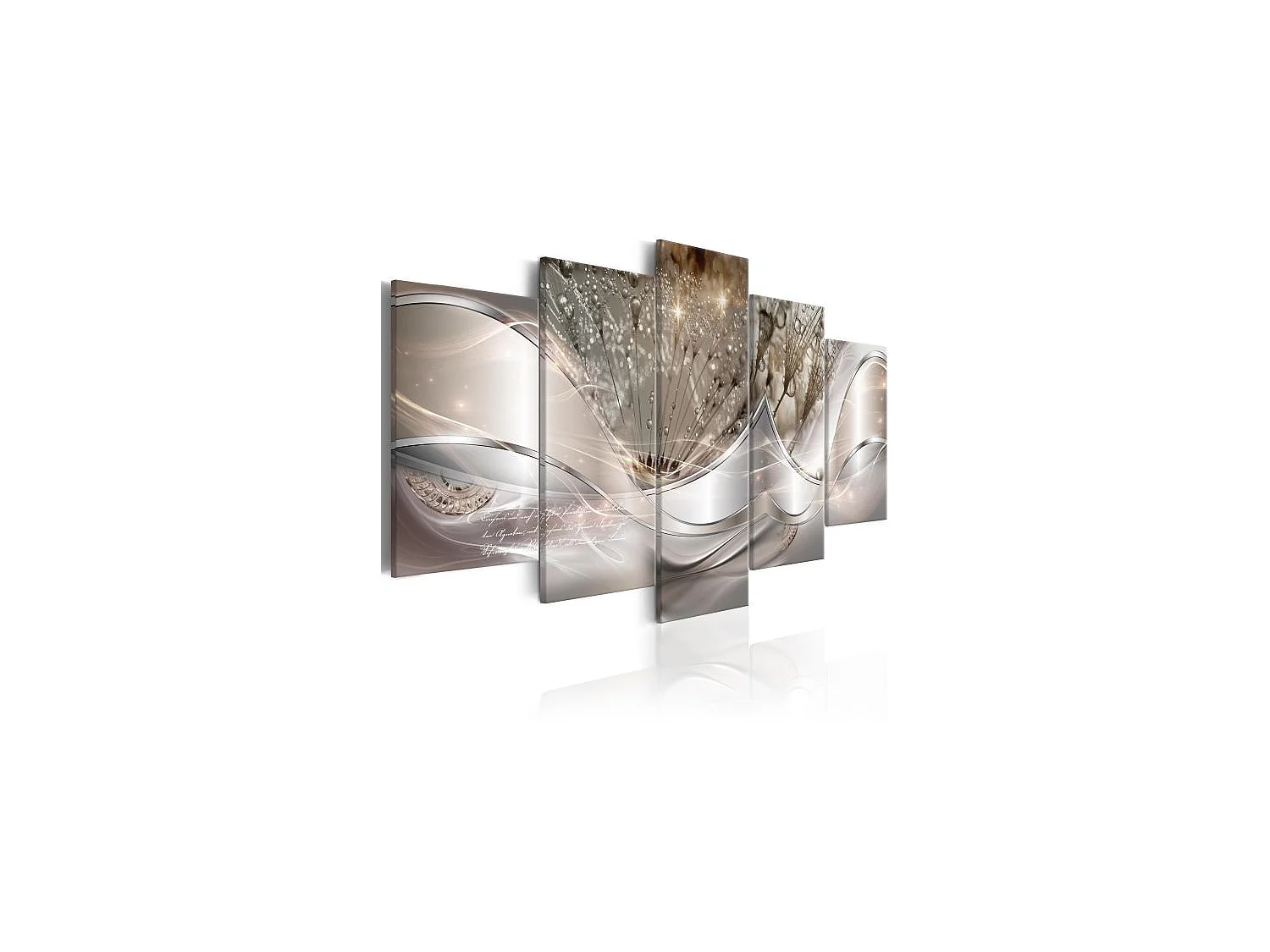 Tableau Sparkling Dandelions (5 Parts) Beige Wide 200x100 cm