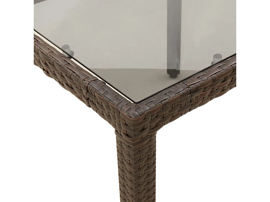 Ensemble à manger de jardin et coussins 7pcs marron rotin verre