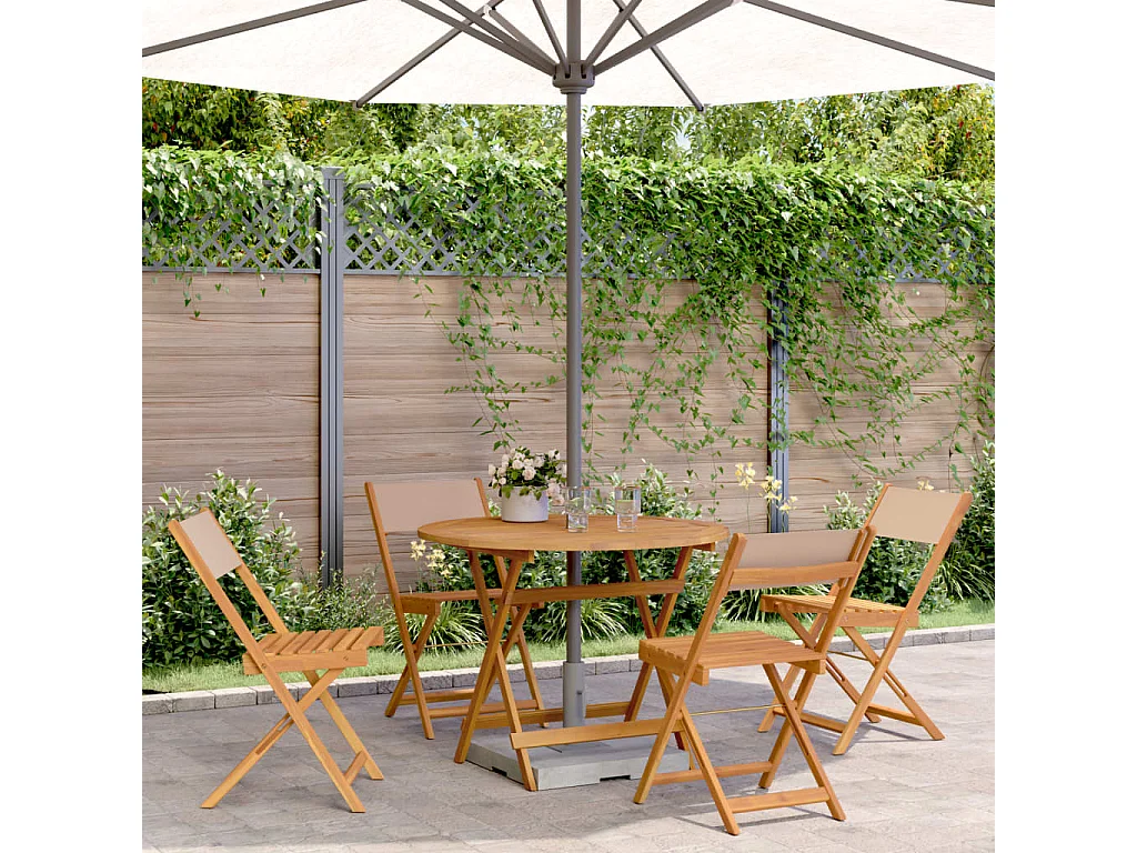 Set da Pranzo da Giardino 5 pz Tortora Tessuto e Legno Massello