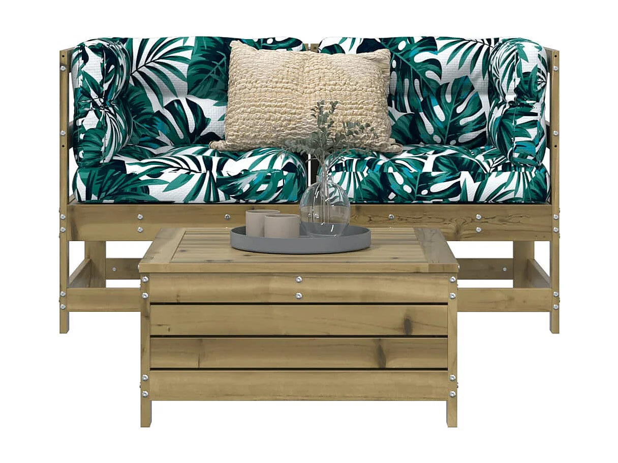 Set Divani da Giardino 3 pz in Legno Impregnato di Pino