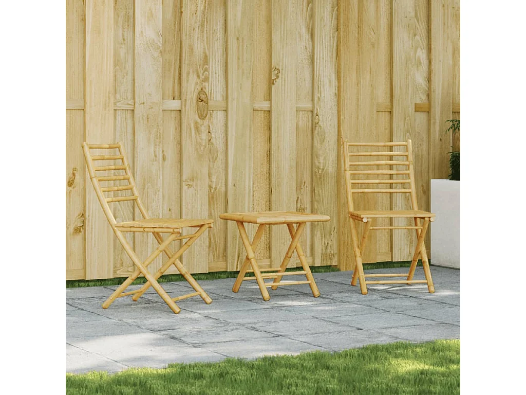 3-tlg. Bistro-Set Bambus