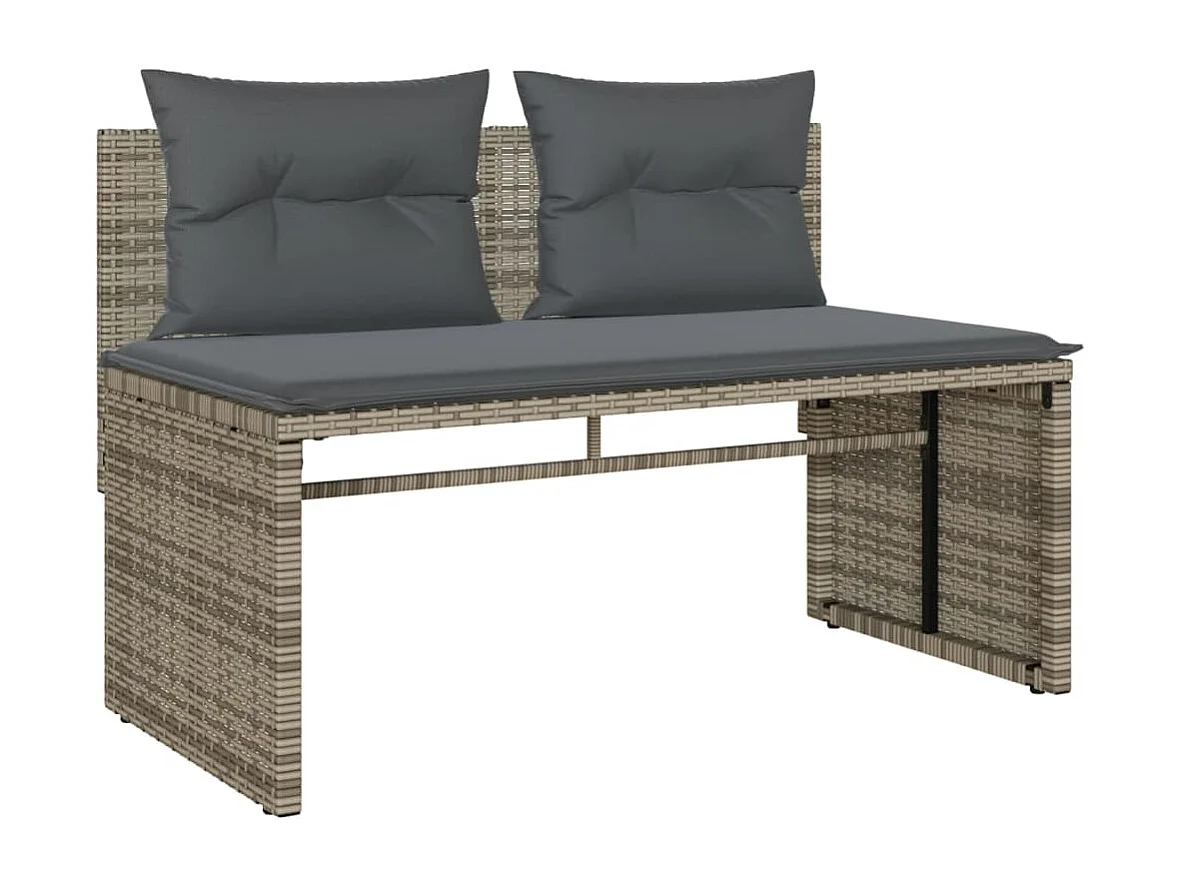 Salon de jardin 4 pcs avec coussins gris résine tressée