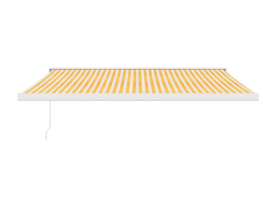 Toldo retráctil aluminio y tela amarillo y blanco 4x3 m