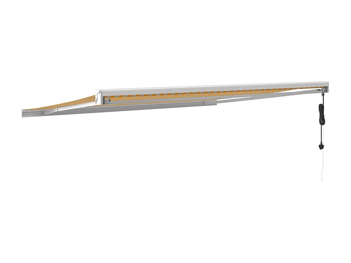 Toldo retráctil aluminio y tela amarillo y blanco 4x3 m