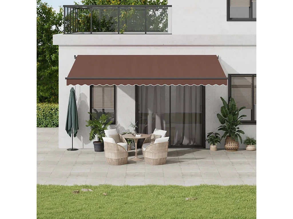 Auvent rétractable automatique avec LED marron 500x300 cm