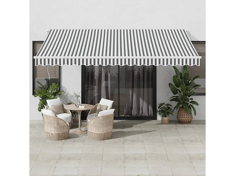 Toldo retrátil manual com luzes LED 450x300 cm antracite/branco