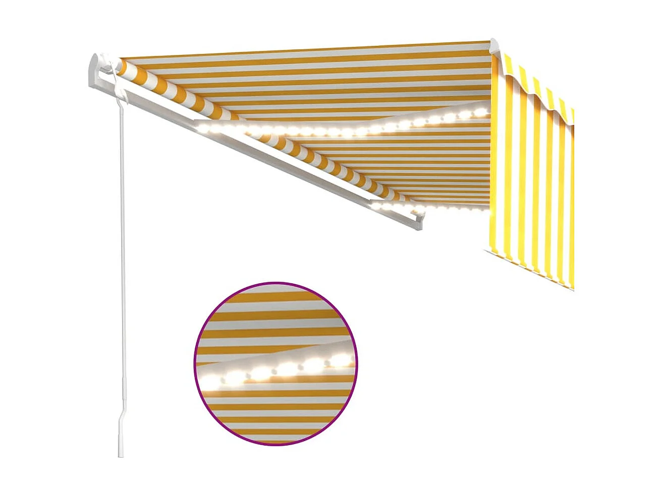 Luifel automatisch rolgordijn LED windsensor 5x3 m geel en wit