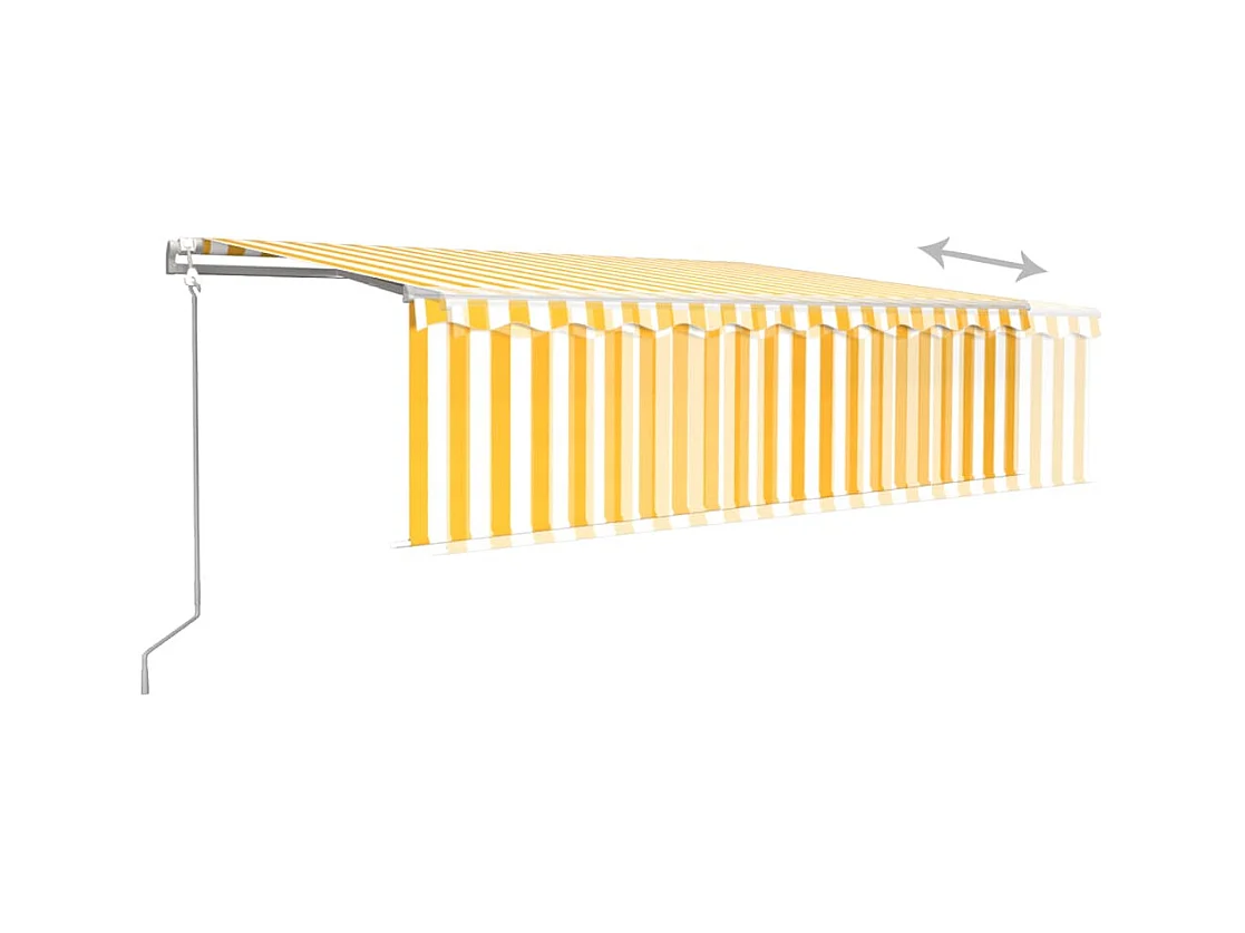 Auvent automatique store capteur de vent/LED 5x3 m Jaune/blanc